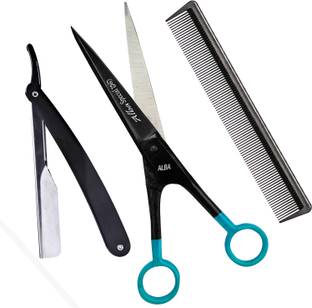aramco india Barber scissor, Razor, Comb Professional Salon Combo, Stainless Steel scissors Scissors