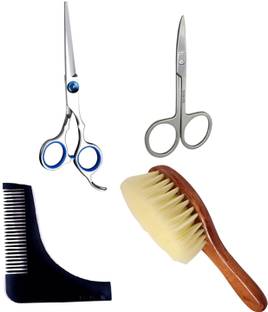 Doberyl Beard Grooming kit Shaping Comb Moustache Beard Trimming Scissors Neck Duster Scissors