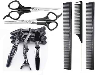 CombZone Hair Cutting Scissors Set with Combs , Hair clips For Personal and Professional Scissors