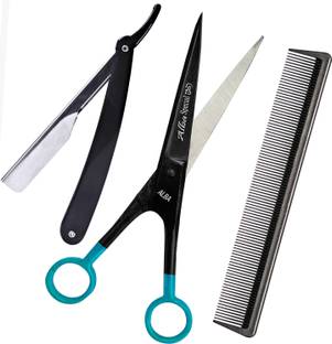 aramco india Salon Professional Combo Barber scissors, Hair Comb, Razor Shaver Scissors