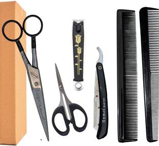 SAZIC Hairdressing Salon & Barber Home Personal Use Nail Cutter Comb Razor Combo Set Scissors