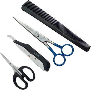 Darshan 6 Inch Barber Hair Cutting Combo Scissor Razor, Elegant Comb Set Scissors