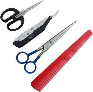 Darshan 6" Barber Professional Hair Cutting Combo Scissor Razor, Elegant Comb Set Scissors