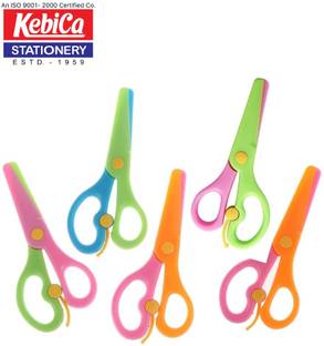 Kebica 5 PCS Plastic Preschool Training Scissors Children Safety Art Craft Scissors