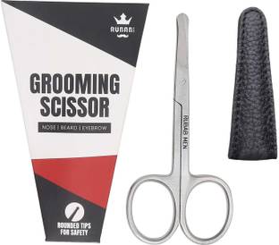 RUBAB MEN Nasal Safety Tip Scissor for Nose Hair, Beard, Mustache & Eyebrow Scissors