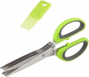 venimall Multi-Function 5 Blade Vegetable Stainless Steel Herbs Scissor with Blade Comb Scissors