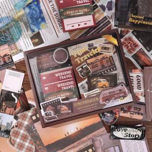 ZORIADA Time Travel Scrapbook Kit A6 Grid Notebook Stationery Junk Journal Kit Theme,  Scrapbook Kit