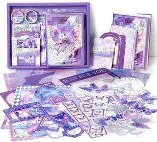 krithi 346pcs Aesthetic Journal Supplies Kit, Perfect for Gifting, Purple Butterfly Theme,  Scrapbook Kit