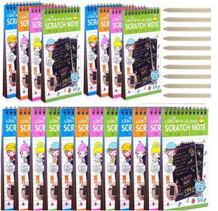 Goldleaf Rainbow Scratch Mini Drawing 8 Sheets Note Pad (Pack of 10Pcs) Theme,  Scrapbook Kit