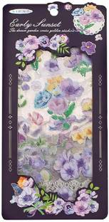 Digi Online 8 sheets PET Sticker Set Flower Series Journal Stickers 10 x 19 cm size (Violet) Theme,  Scrapbook Kit