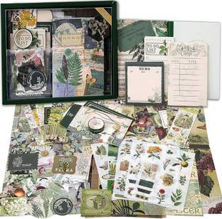 Trade Zone Junk Journal & Scrapbook Kit With Dark Green A6 Notebook, Stickers, DIY Set Theme,  Scrapbook Kit