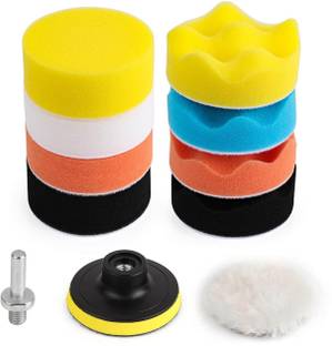 Dherik Tradworld Car Polishing Pads Sponge And Woolen Polishing Waxing Buffing Pads Kits Car Foam Drill Buffing Pad, Polishing Pads Kit Plastic Polisher