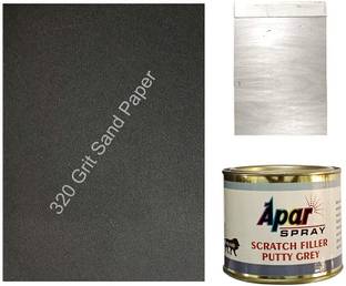 apar 1 putty knifeScratch filler putty Grey (200 gms), and 320 Grit sandpaper Car Body Filler Putty