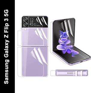 Tudox Front and Back Tempered Glass for Z Flip 3 Screen Protector, Soft TPU Screen Protector Compatible for Samsung Galaxy Z Flip 3 5G, Bubble Free&Anti Scratch Protective Film with Inner Screen Outter Screen and Back