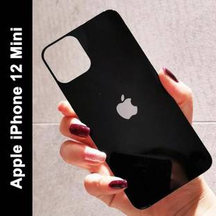 CallSmith Back Tempered Glass for iPhone 12 Mini Ultra Glossy Black Back Tempered Glass, With Apple Logo