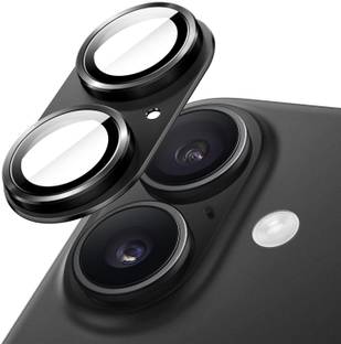 MOBCART Back Camera Lens Glass Protector, Camera Lens Ring Guard Protector for iPhone 17 – 360°Full Coverage, Metal Frame + 9H Glass Camera Protector Black