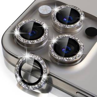 casual need Camera Lens Protector for iPhone 15 Pro/iPhone 15 Pro Max Bling, 9H Tempered Glass Camera Cover Screen Protector Metal Individual Ring Protector, Natural Titanium gray Diamond Glitter .
