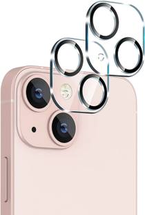 CASENED Camera Lens Protector for iPhone 13 / iPhone 13 Mini Metal Rings Back Camera Lens Protector | Anti Scratch | HD Tempered Glass Metal Camera Screen Protector clear