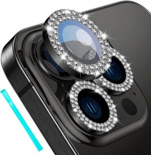 prozzile Camera Lens Protector for Iphone 15 Pro, Iphone 15 Pro Max, Premium Quality Bling Tempered Glass Screen Protection Camera Cover Diamond Metal Individual Ring