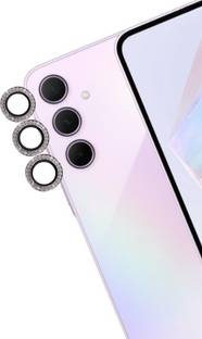 A3sprime Camera Lens Protector for SAMSUNG Galaxy A35 5G, |Full Coverage 9H Surface Hardness Bling Diamond Shaped Tempered Glass with Metal Ring Guard Camera Lens Protector|, (Color - Pink)