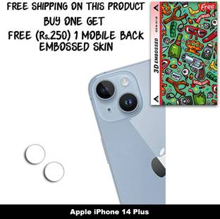 SOMTONE Camera Lens Protector for Apple iPhone 14 Plus FREE 1 3D EMBOSSED SKIN FOR MOBILE BACK WITH CUT C1S018