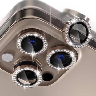A3sprime Camera Lens Protector for Apple iPhone 16 Pro, iPhone 16 Pro Max, |Edge To Edge Full Coverage 9H Hardness Bling Diamond Shaped Tempered Glass with Metal Ring Guard Camera Lens Protector|
