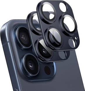 casual need Camera Lens Protector for iPhone 15 Pro / iPhone 15 Pro Max [Not Easy to Break][Strong Adsorption][Case-Friendly] Metal Tempered Glass Rear Camera Screen Cover - Blue Titanium