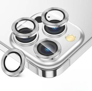 A3sprime Camera Lens Protector for APPLE iPhone 15 Pro, |Full Coverage 9H Surface Hardness Tempered Glass with Metal Ring Guard Camera Protector|, (Color - White)