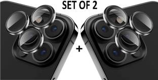 CASECRAFT Camera Lens Protector for Apple iPhone 12 Pro Max Camera Tempered Glass Alloy Lens Ring Cover (Black)