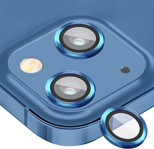 CASENED Camera Lens Protector for iPhone 13 / iPhone 13 Mini Metal Rings Back Camera Lens Protector | Anti Scratch | HD Tempered Glass Metal Camera Screen Protector Blue