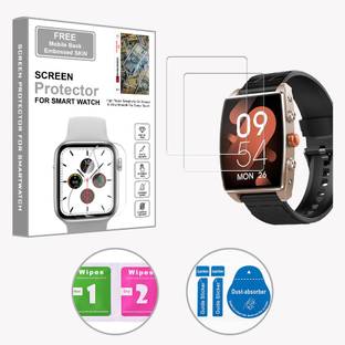 ARBAN Edge To Edge Screen Guard for Pebble Mega 2.06 inch (FREE 1 MOBILE EMBOSSED SKIN) SMARTWATCH SCREEN GUARD