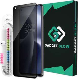 Gadget Glow Edge To Edge Tempered Glass for OnePlus Nord 2T 5G, Nord 2T 5G, OnePlus Nord 2 5G, OnePlus Nord CE 5G, Privacy Anti Spy Protection Glass with Cable Protector