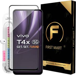 FIRST MART Edge To Edge Tempered Glass for Vivo T4x 5G, Vivo T4x, OG Tempered Glass with Cable Protector