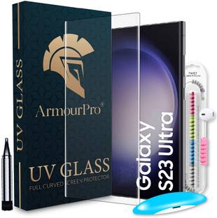 ArmourPro Edge To Edge Tempered Glass for Samsung Galaxy S23 Ultra 5G, Samsung Galaxy S23 Ultra, Samsung S23 Ultra 5G, Samsung S23 Ultra, S23 Ultra 5G, S23 Ultra, UV Glue Tempered Glass with Cable Protector