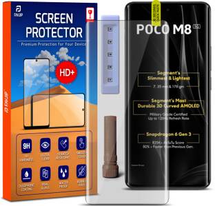 FAVJIP Edge To Edge Tempered Glass for Poco M8, Poco M8 5G, 3D Curved UV Liquide Glue Screen Guard Protector with Easy Installation Kit