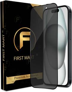 FIRST MART Edge To Edge Tempered Glass for Apple iPhone 15, iPhone 16, Matte Privacy Anti Spy Glass
