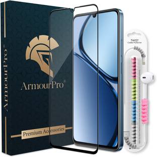 ArmourPro Edge To Edge Tempered Glass for Poco C75 5G, Poco C75, OG Tempered Glass with Cable Protector