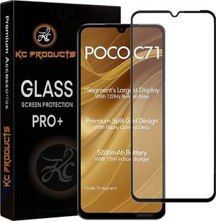 KC PRODUCTS Edge To Edge Tempered Glass for POCO C71, 5g with Easy Self Installation Kit