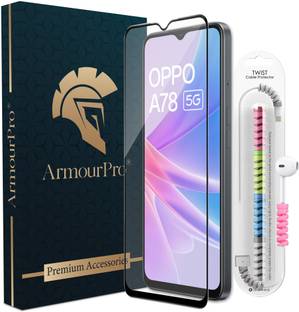 ArmourPro Edge To Edge Tempered Glass for Oppo A78 5G, A78 5G, OG Tempered Glass with Cable Protector