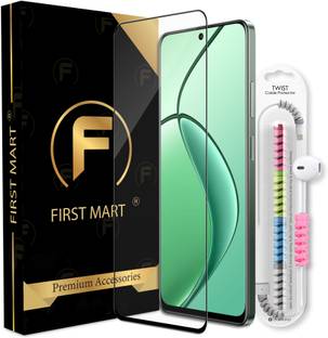 FIRST MART Edge To Edge Tempered Glass for Realme 12X 5G, Realme 12X, Realme Narzo 70 Pro 5G, Realme Narzo 70 Pro, Realme C65 5G, Realme C65, OG Tempered Glass with Cable Protector