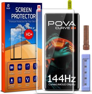 FAVJIP Edge To Edge Tempered Glass for Tecno Pova, Tecno Pova Curve, Tecno Pova Curve 5G, Pova Curve 5G, Tecno Curve 5G, 3D Curved UV Liquide Glue Glass with Easy Installation Kit