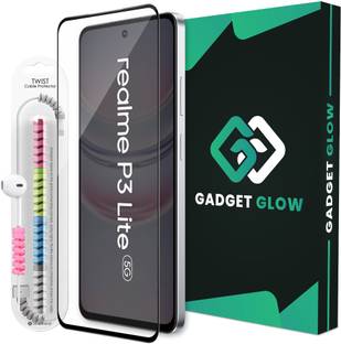 Gadget Glow Edge To Edge Tempered Glass for Realme P3 Lite 5G, Realme P3 Lite, OG Tempered Glass with Cable Protector