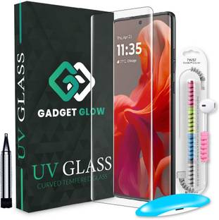 Gadget Glow Edge To Edge Tempered Glass for Motorola G85 5G, Motorola G85, G85 5G, Moto G85 5G, Moto G85, UV Glue Tempered Glass with Cable Protector