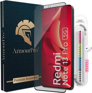 ArmourPro Edge To Edge Tempered Glass for Redmi Note 13 Pro 5G, Redmi Note 13 Pro Plus 5G, Matte Tempered Glass With Cable Protector