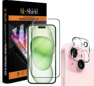 MS-Shield Edge To Edge Tempered Glass for Apple iPhone 15 Plus, With Camera Lens Protector