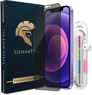 ArmourPro Edge To Edge Tempered Glass for Apple iPhone 12 Mini, iPhone 12 Mini, Privacy Protection with Cable Protector