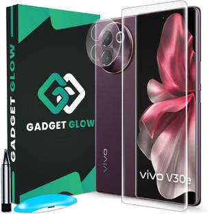 Gadget Glow Edge To Edge Tempered Glass for Vivo V30e 5G, Vivo V30e, V30e, ( 1 UV Glue Tempered Glass and 1 Crystal Clear Camera Lens )