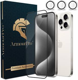 ArmourPro Edge To Edge Tempered Glass for iPhone 15 Pro Max, Apple iPhone 15 Pro Max, Edge to Edge Glass with Silver Camera Ring