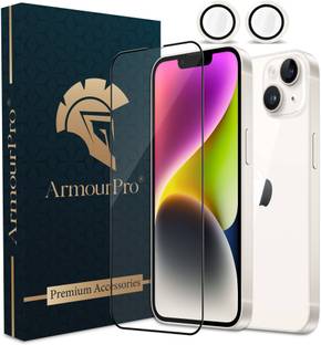 ArmourPro Edge To Edge Tempered Glass for iPhone 14, Apple iPhone 14, iPhone 13, OG Tempered Glass with Silver Camera Ring