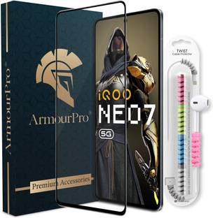 ArmourPro Edge To Edge Tempered Glass for IQOO Neo 7 Pro 5G, IQOO Neo 7 5G, IQOO 11 5G, IQOO 9T 5G, OG Tempered Glass with Cable Protector